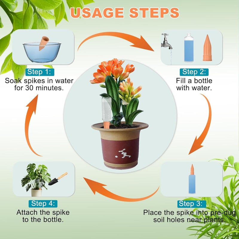 Lsed 16 Pack Terracotta Plant Waterers - Self Watering Spikes and Watering Stakes for Automatic Watering, Slow Release Watering Devices for Vacation Plant Watering, Ideal for Indoor & Outdoor Plants - Image 2